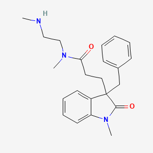 molecular formula C23H29N3O2 B5441775 3-(3-benzyl-1-methyl-2-oxo-2,3-dihydro-1H-indol-3-yl)-N-methyl-N-[2-(methylamino)ethyl]propanamide 