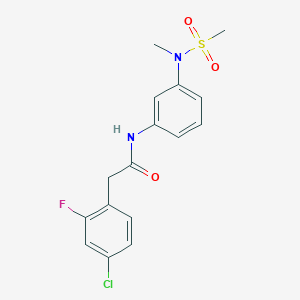 molecular formula C16H16ClFN2O3S B5441781 2-(4-chloro-2-fluorophenyl)-N-{3-[methyl(methylsulfonyl)amino]phenyl}acetamide 