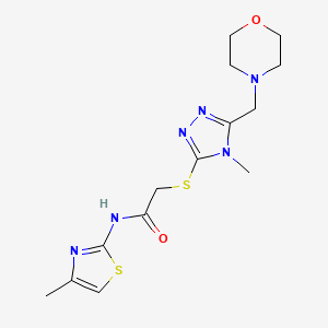 molecular formula C14H20N6O2S2 B5441841 2-{[4-methyl-5-(4-morpholinylmethyl)-4H-1,2,4-triazol-3-yl]thio}-N-(4-methyl-1,3-thiazol-2-yl)acetamide 