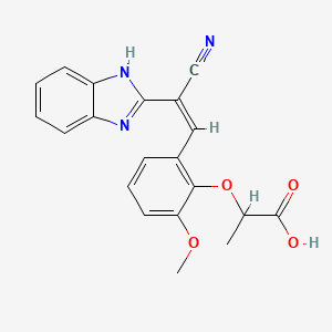 molecular formula C20H17N3O4 B5441852 2-{2-[2-(1H-benzimidazol-2-yl)-2-cyanovinyl]-6-methoxyphenoxy}propanoic acid 