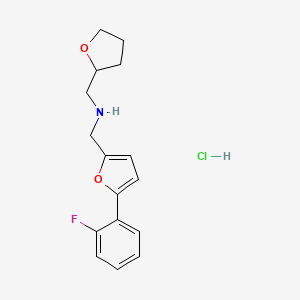 molecular formula C16H19ClFNO2 B5441910 {[5-(2-fluorophenyl)-2-furyl]methyl}(tetrahydro-2-furanylmethyl)amine hydrochloride 