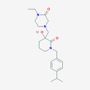 molecular formula C22H33N3O3 B5441936 1-ethyl-4-{[3-hydroxy-1-(4-isopropylbenzyl)-2-oxopiperidin-3-yl]methyl}piperazin-2-one 