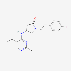 molecular formula C19H23FN4O B5441957 4-[(5-ethyl-2-methylpyrimidin-4-yl)amino]-1-[2-(4-fluorophenyl)ethyl]pyrrolidin-2-one 