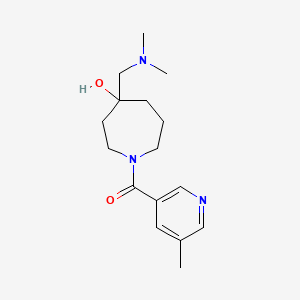 molecular formula C16H25N3O2 B5441964 4-[(dimethylamino)methyl]-1-[(5-methyl-3-pyridinyl)carbonyl]-4-azepanol 