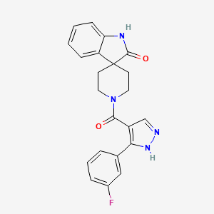 molecular formula C22H19FN4O2 B5442003 1'-{[3-(3-fluorophenyl)-1H-pyrazol-4-yl]carbonyl}spiro[indole-3,4'-piperidin]-2(1H)-one 