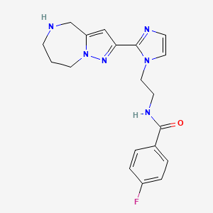 molecular formula C19H21FN6O B5442011 4-fluoro-N-{2-[2-(5,6,7,8-tetrahydro-4H-pyrazolo[1,5-a][1,4]diazepin-2-yl)-1H-imidazol-1-yl]ethyl}benzamide dihydrochloride 