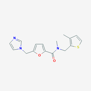 molecular formula C16H17N3O2S B5442058 5-(1H-imidazol-1-ylmethyl)-N-methyl-N-[(3-methyl-2-thienyl)methyl]-2-furamide 