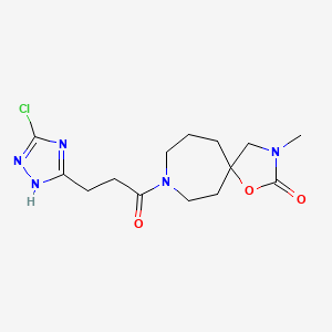 molecular formula C14H20ClN5O3 B5442065 8-[3-(3-chloro-1H-1,2,4-triazol-5-yl)propanoyl]-3-methyl-1-oxa-3,8-diazaspiro[4.6]undecan-2-one 
