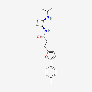 molecular formula C21H28N2O2 B5442066 N-[(1S*,2R*)-2-(isopropylamino)cyclobutyl]-3-[5-(4-methylphenyl)-2-furyl]propanamide 