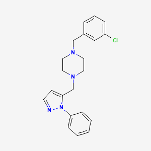 molecular formula C21H23ClN4 B5442082 1-(3-chlorobenzyl)-4-[(1-phenyl-1H-pyrazol-5-yl)methyl]piperazine 