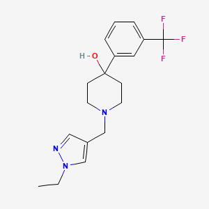 molecular formula C18H22F3N3O B5442174 1-[(1-ethyl-1H-pyrazol-4-yl)methyl]-4-[3-(trifluoromethyl)phenyl]-4-piperidinol 