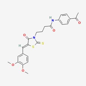 N-(4-acetylphenyl)-4-[5-(3,4-dimethoxybenzylidene)-4-oxo-2-thioxo-1,3-thiazolidin-3-yl]butanamide