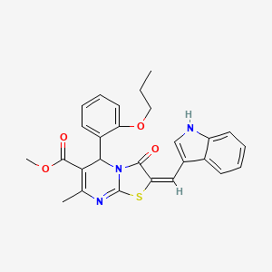 methyl 2-(1H-indol-3-ylmethylene)-7-methyl-3-oxo-5-(2-propoxyphenyl)-2,3-dihydro-5H-[1,3]thiazolo[3,2-a]pyrimidine-6-carboxylate