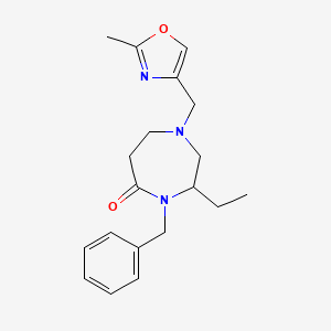 molecular formula C19H25N3O2 B5442223 4-benzyl-3-ethyl-1-[(2-methyl-1,3-oxazol-4-yl)methyl]-1,4-diazepan-5-one 