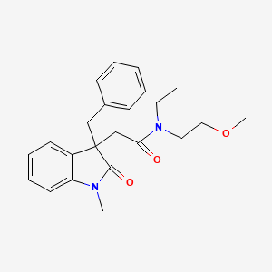 molecular formula C23H28N2O3 B5442260 2-(3-benzyl-1-methyl-2-oxo-2,3-dihydro-1H-indol-3-yl)-N-ethyl-N-(2-methoxyethyl)acetamide 