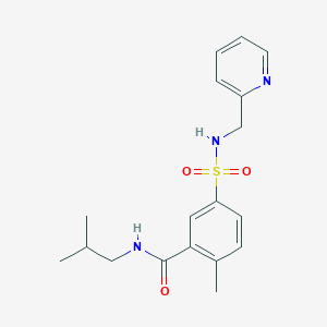 molecular formula C18H23N3O3S B5442270 N-isobutyl-2-methyl-5-{[(2-pyridinylmethyl)amino]sulfonyl}benzamide 