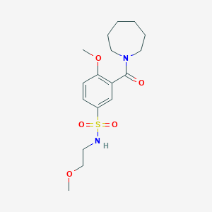 molecular formula C17H26N2O5S B5442297 3-(1-azepanylcarbonyl)-4-methoxy-N-(2-methoxyethyl)benzenesulfonamide 