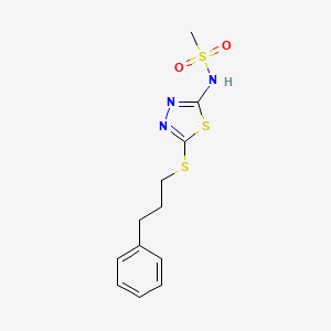 molecular formula C12H15N3O2S3 B5442317 N-{5-[(3-phenylpropyl)thio]-1,3,4-thiadiazol-2-yl}methanesulfonamide 