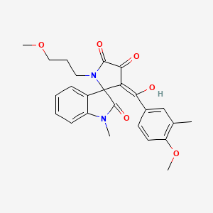 molecular formula C25H26N2O6 B5442343 4'-hydroxy-3'-(4-methoxy-3-methylbenzoyl)-1'-(3-methoxypropyl)-1-methylspiro[indole-3,2'-pyrrole]-2,5'(1H,1'H)-dione 