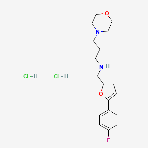 molecular formula C18H25Cl2FN2O2 B5442347 N-{[5-(4-fluorophenyl)-2-furyl]methyl}-3-(4-morpholinyl)-1-propanamine dihydrochloride 