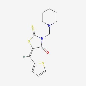 molecular formula C14H16N2OS3 B5442371 3-(1-piperidinylmethyl)-5-(2-thienylmethylene)-2-thioxo-1,3-thiazolidin-4-one 