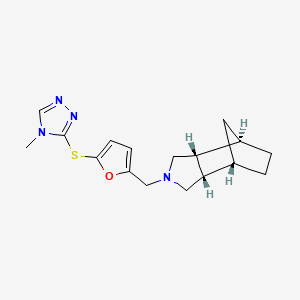 molecular formula C17H22N4OS B5442382 (1R*,2R*,6S*,7S*)-4-({5-[(4-methyl-4H-1,2,4-triazol-3-yl)thio]-2-furyl}methyl)-4-azatricyclo[5.2.1.0~2,6~]decane 