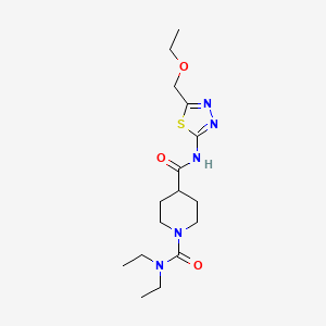 molecular formula C16H27N5O3S B5442385 N~4~-[5-(ethoxymethyl)-1,3,4-thiadiazol-2-yl]-N~1~,N~1~-diethyl-1,4-piperidinedicarboxamide 