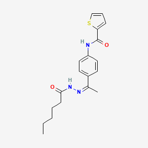 molecular formula C19H23N3O2S B5442411 N-[4-(N-hexanoylethanehydrazonoyl)phenyl]-2-thiophenecarboxamide 
