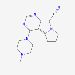 molecular formula C15H18N6 B5442427 4-(4-methylpiperazin-1-yl)-6,7-dihydro-5H-pyrimido[5,4-a]pyrrolizine-9-carbonitrile 