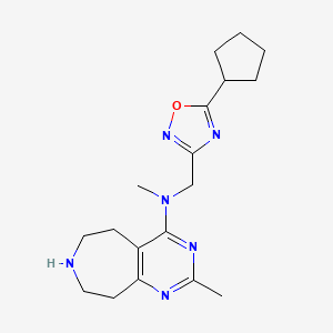 molecular formula C18H26N6O B5442531 N-[(5-cyclopentyl-1,2,4-oxadiazol-3-yl)methyl]-N,2-dimethyl-6,7,8,9-tetrahydro-5H-pyrimido[4,5-d]azepin-4-amine dihydrochloride 