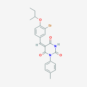 molecular formula C22H21BrN2O4 B5442593 5-(3-bromo-4-sec-butoxybenzylidene)-1-(4-methylphenyl)-2,4,6(1H,3H,5H)-pyrimidinetrione 