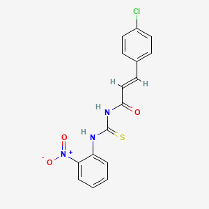 molecular formula C16H12ClN3O3S B5442650 3-(4-chlorophenyl)-N-{[(2-nitrophenyl)amino]carbonothioyl}acrylamide 