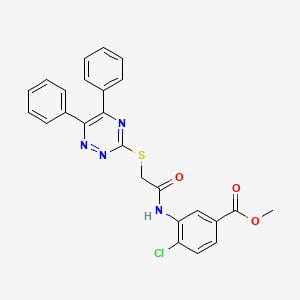 molecular formula C25H19ClN4O3S B5442664 methyl 4-chloro-3-({[(5,6-diphenyl-1,2,4-triazin-3-yl)thio]acetyl}amino)benzoate 