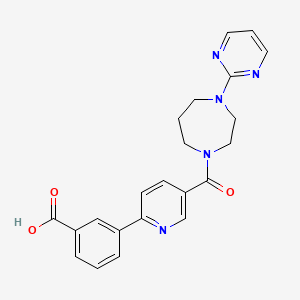 molecular formula C22H21N5O3 B5442672 3-{5-[(4-pyrimidin-2-yl-1,4-diazepan-1-yl)carbonyl]pyridin-2-yl}benzoic acid 