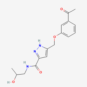 molecular formula C16H19N3O4 B5442709 5-[(3-acetylphenoxy)methyl]-N-(2-hydroxypropyl)-1H-pyrazole-3-carboxamide 