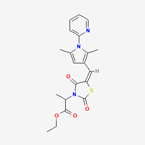 molecular formula C20H21N3O4S B5442754 ethyl 2-(5-{[2,5-dimethyl-1-(2-pyridinyl)-1H-pyrrol-3-yl]methylene}-2,4-dioxo-1,3-thiazolidin-3-yl)propanoate 