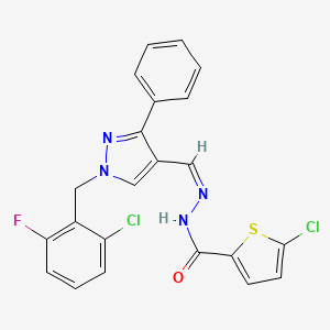 molecular formula C22H15Cl2FN4OS B5442758 5-chloro-N'-{[1-(2-chloro-6-fluorobenzyl)-3-phenyl-1H-pyrazol-4-yl]methylene}-2-thiophenecarbohydrazide 