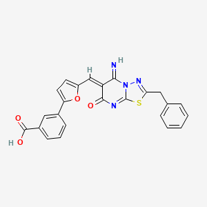 3-{5-[(2-benzyl-5-imino-7-oxo-5H-[1,3,4]thiadiazolo[3,2-a]pyrimidin-6(7H)-ylidene)methyl]-2-furyl}benzoic acid