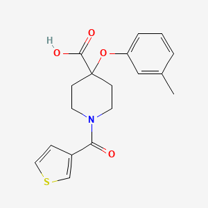 molecular formula C18H19NO4S B5442806 4-(3-methylphenoxy)-1-(3-thienylcarbonyl)piperidine-4-carboxylic acid 