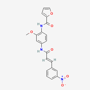 N-[2-methoxy-4-[[(E)-3-(3-nitrophenyl)prop-2-enoyl]amino]phenyl]furan-2-carboxamide