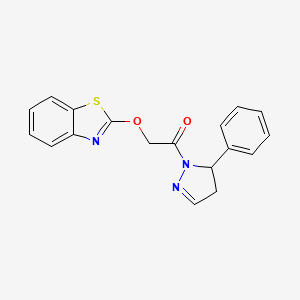 molecular formula C18H15N3O2S B5442863 2-[2-oxo-2-(5-phenyl-4,5-dihydro-1H-pyrazol-1-yl)ethoxy]-1,3-benzothiazole 