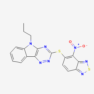 molecular formula C18H13N7O2S2 B5442876 4-Nitro-5-({5-propyl-5H-[1,2,4]triazino[5,6-B]indol-3-YL}sulfanyl)-2,1,3-benzothiadiazole 