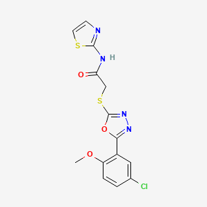 molecular formula C14H11ClN4O3S2 B5442917 2-{[5-(5-chloro-2-methoxyphenyl)-1,3,4-oxadiazol-2-yl]thio}-N-1,3-thiazol-2-ylacetamide 