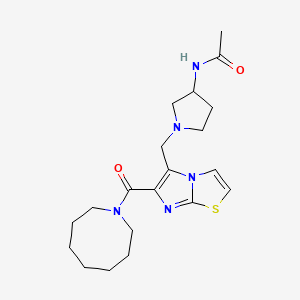 molecular formula C20H29N5O2S B5442923 N-(1-{[6-(azocan-1-ylcarbonyl)imidazo[2,1-b][1,3]thiazol-5-yl]methyl}pyrrolidin-3-yl)acetamide 