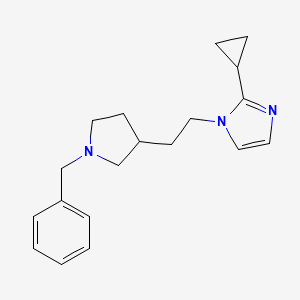 molecular formula C19H25N3 B5442975 1-[2-(1-benzylpyrrolidin-3-yl)ethyl]-2-cyclopropyl-1H-imidazole 