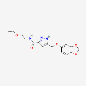 molecular formula C16H19N3O5 B5443161 5-[(1,3-benzodioxol-5-yloxy)methyl]-N-(2-ethoxyethyl)-1H-pyrazole-3-carboxamide 