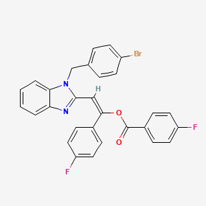 [(E)-2-[1-[(4-bromophenyl)methyl]benzimidazol-2-yl]-1-(4-fluorophenyl)ethenyl] 4-fluorobenzoate