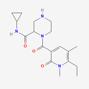 molecular formula C18H26N4O3 B5443262 N-cyclopropyl-1-[(6-ethyl-1,5-dimethyl-2-oxo-1,2-dihydro-3-pyridinyl)carbonyl]-2-piperazinecarboxamide 