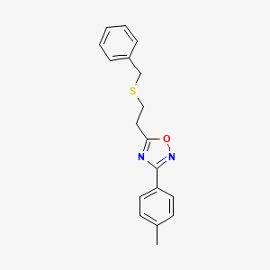 molecular formula C18H18N2OS B5443334 5-[2-(benzylthio)ethyl]-3-(4-methylphenyl)-1,2,4-oxadiazole 