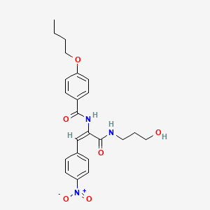 4-butoxy-N-[(E)-3-(3-hydroxypropylamino)-1-(4-nitrophenyl)-3-oxoprop-1-en-2-yl]benzamide